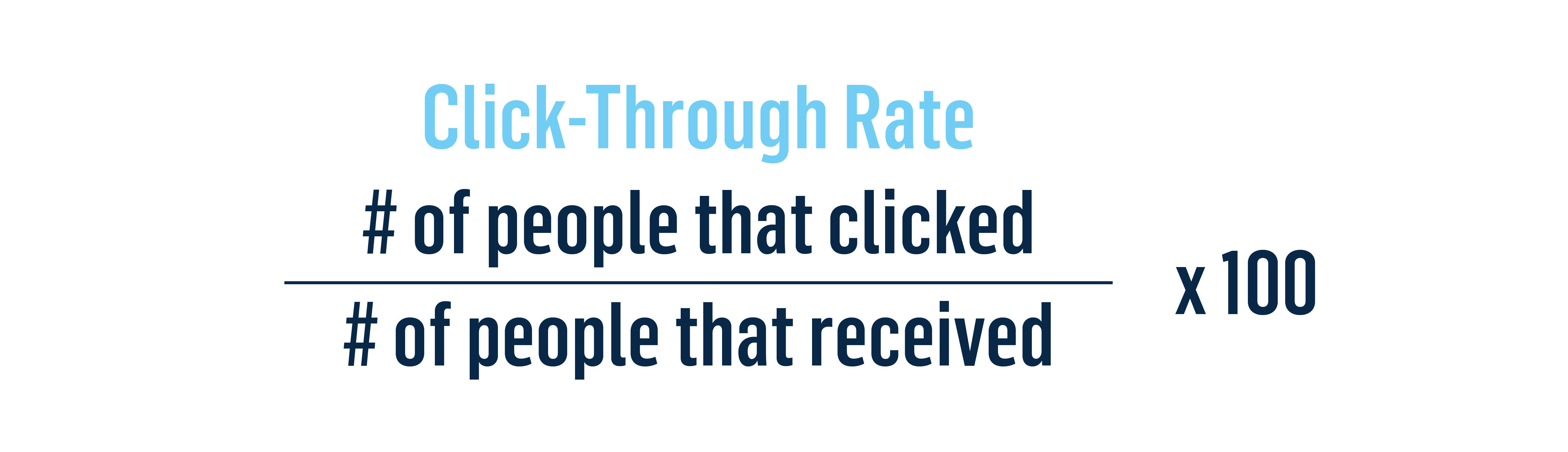 Click-Through Rate: # of people that clicked / # of people that received x 100