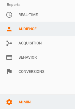 Google Analytics Sidebar highlighting the "Audience" section