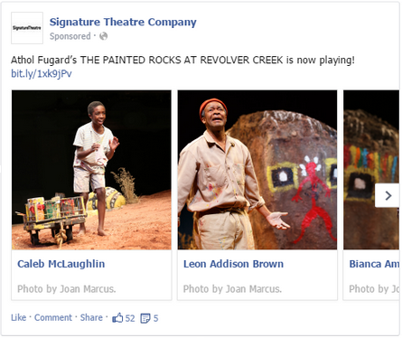 Signature Theatre's sponsored Facebook carousel post