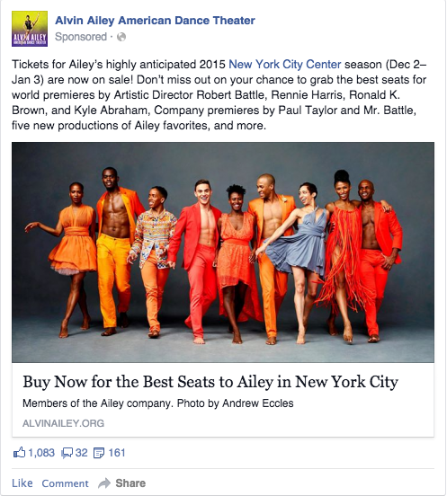 Alvin Ailey on sale Facebook post