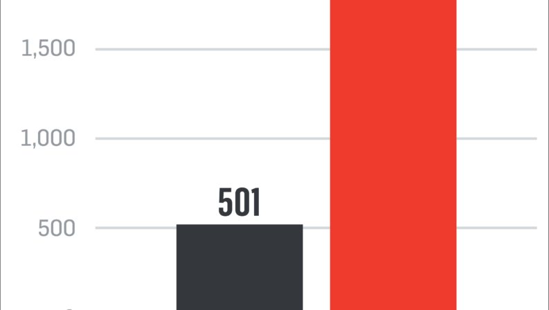 Bar chart showing increase in purchases from 501 in 2022 to 1,777 in 2023